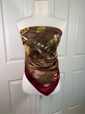 Boho Y2K Picasso Silk Neck, Head Scarf Wrap, Shaw Vintage 40x40 ✨